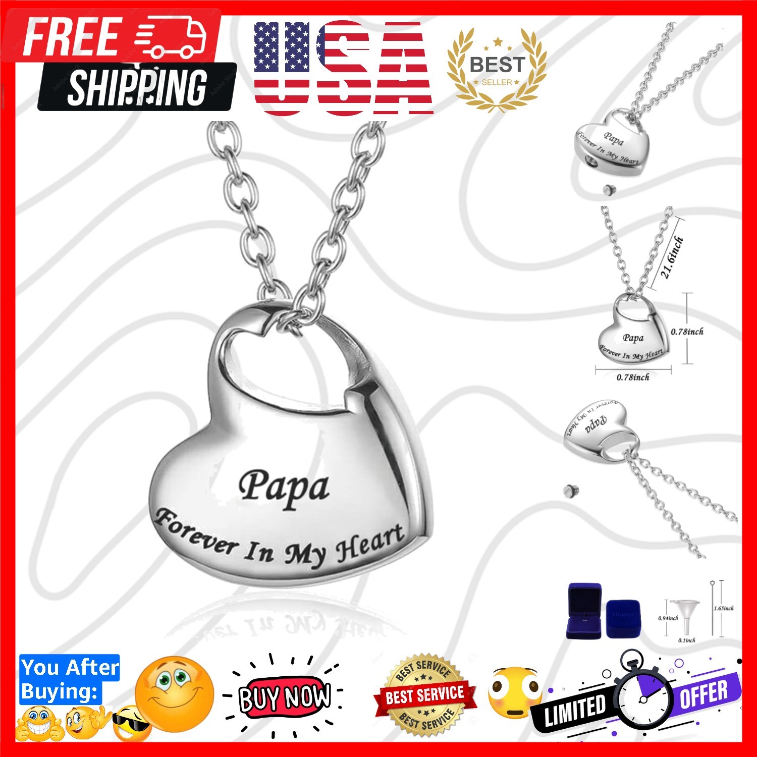 Cremation Urn Necklace for Ashes Urn Jewelry,Forever in My Heart Carved Stain...