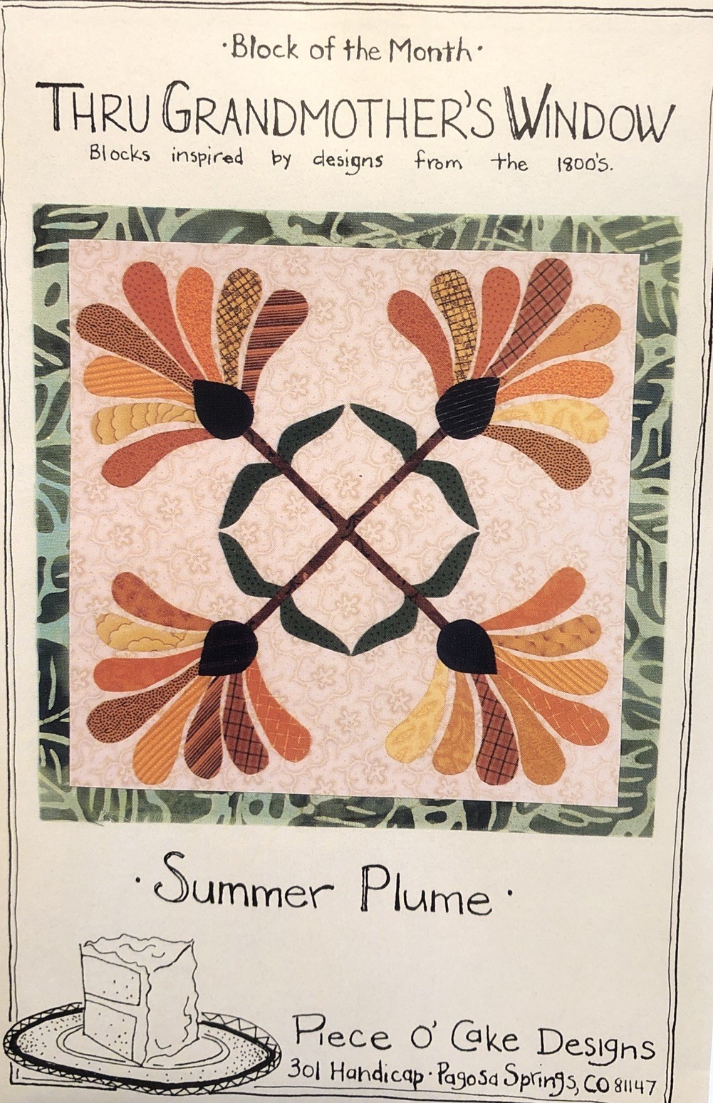Vintage Quilting Pattern Packet: Summer Plume Window Quilt - Piece O'Cake Design