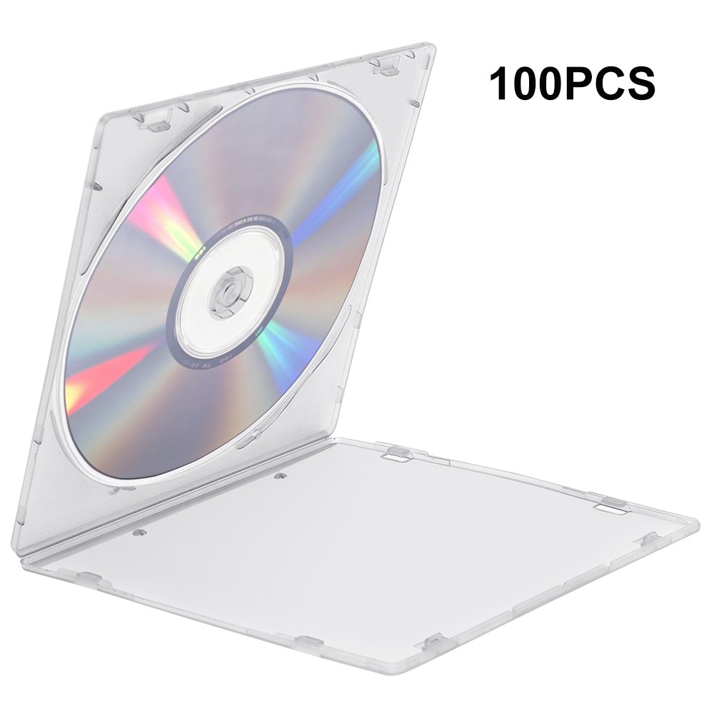 100 Pack Single Clear CD DVD R CDR DVDR Disc PP Poly Plastic Jewel Case 5.2mm