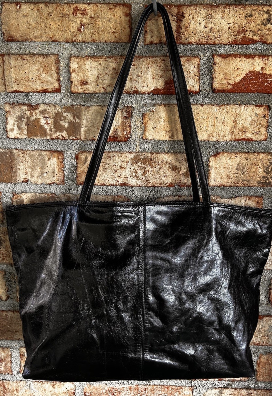 Latico USA Carmen Black Genuine Buttery Soft Leather Tote Bag Floral Lined