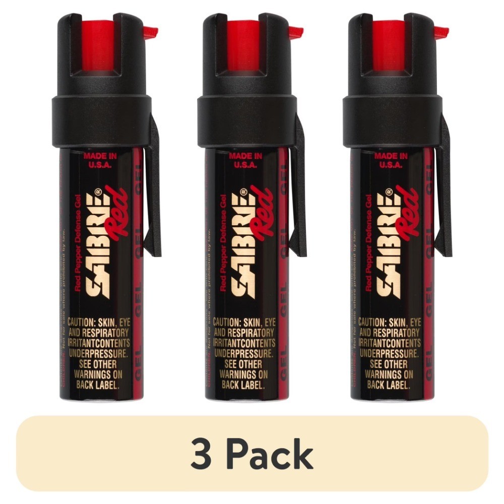 Compact Pepper Gel Spray with Clip Maximum Strength 3 Pack Black Self Defense