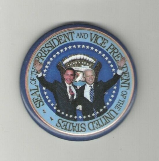 Joe BIDEN Barack OBAMA pin 2008 Campaign pinback PRESIDENTIAL SEAL US Bald EAGLE