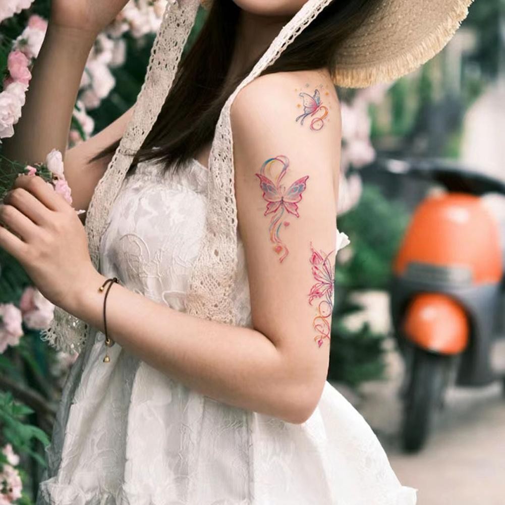 Multi-coloured Flowers Nature Temporary Tattoo sticker νу A5X9 D3P7 U4A8 D TYU