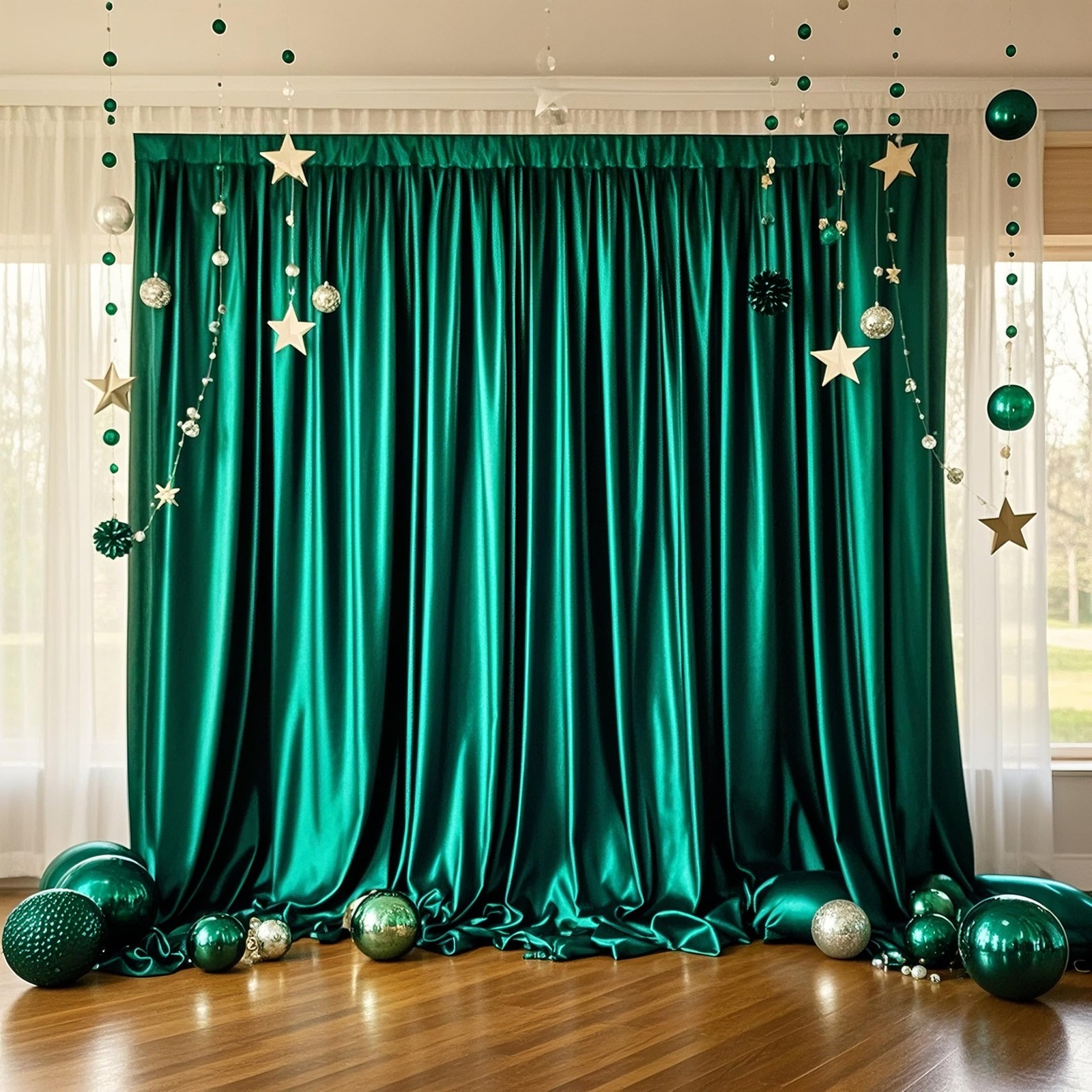 10x10ft Dark Green Backdrop Curtains Wedding Party Drapes Photo Background