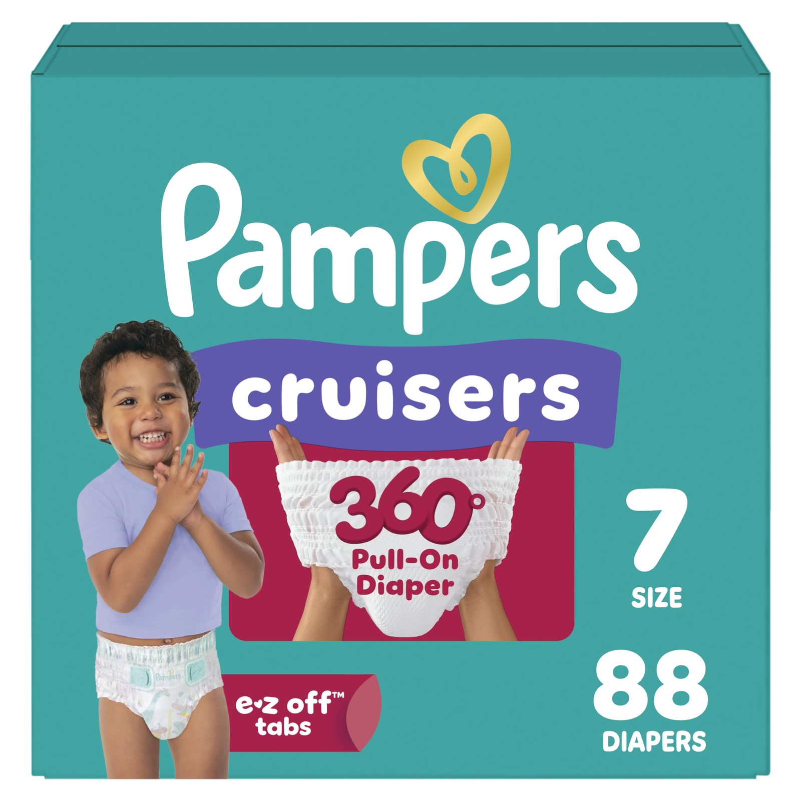 Pampers Diapers Cruisers 360 Size 7 88 Count Babyproof Leakproof Pull-On