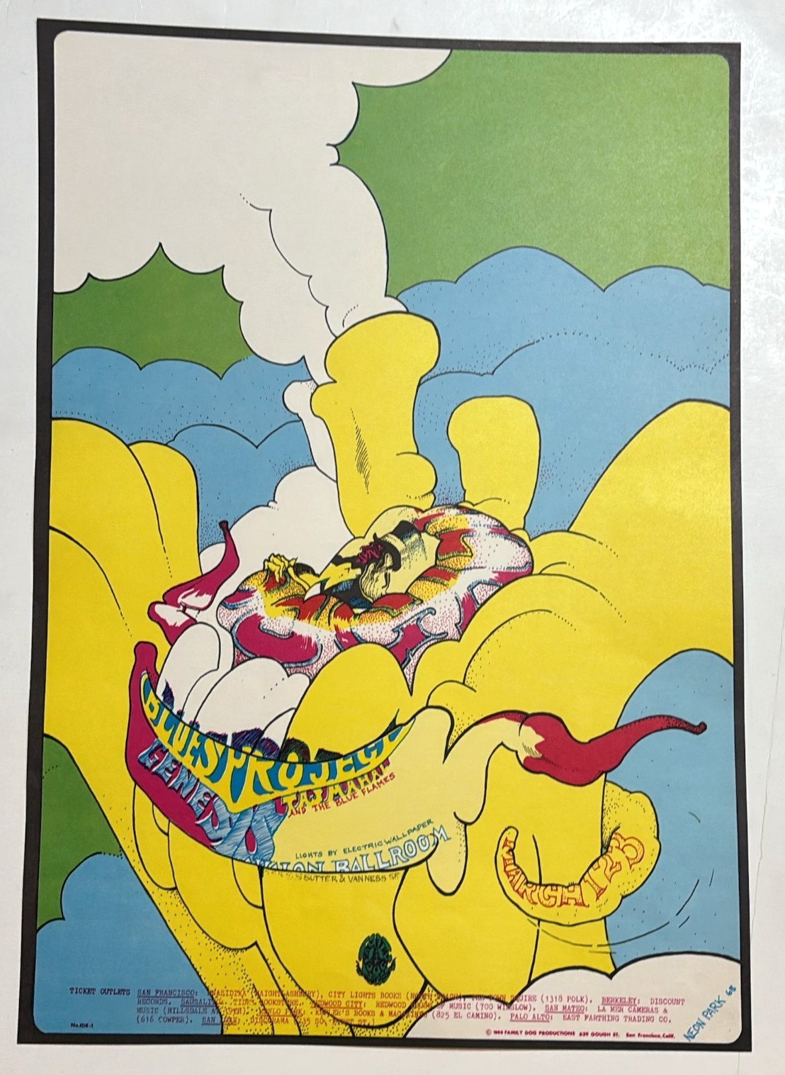 BLUES PROJECT + TAJ MAHAL Original 1968 Family Dog Avalon Concert Poster FD-108
