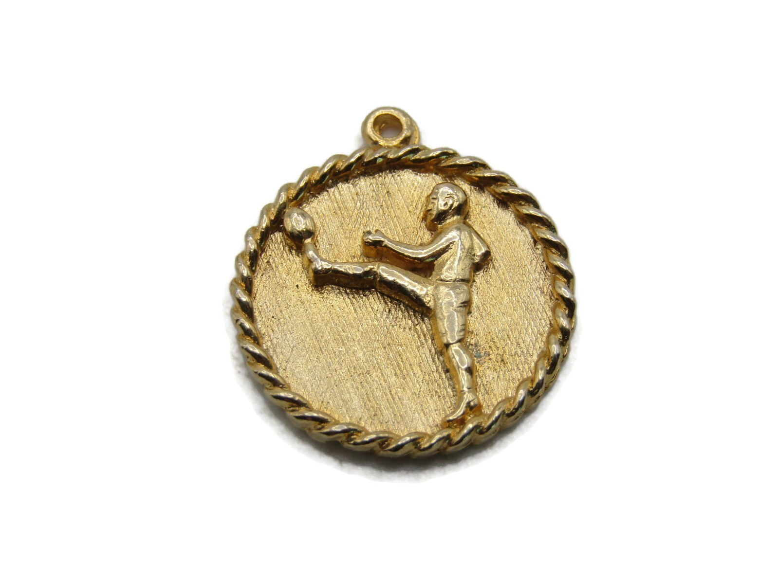 Soccer Player Necklace Charm Gold Tone