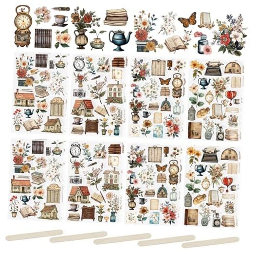  16 Sheets Rub On Transfer Sticker, Vintage Theme Transfer Furniture Theme