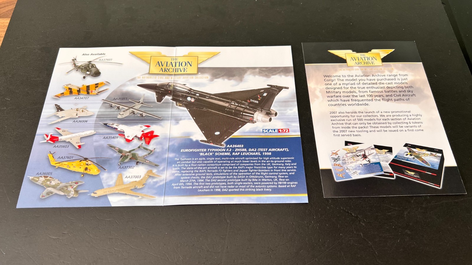 CORGI AA36403 - EUROFIGHTER TYPHOON, COLLECTOR CARD ONLY, NO AIRCRAFT