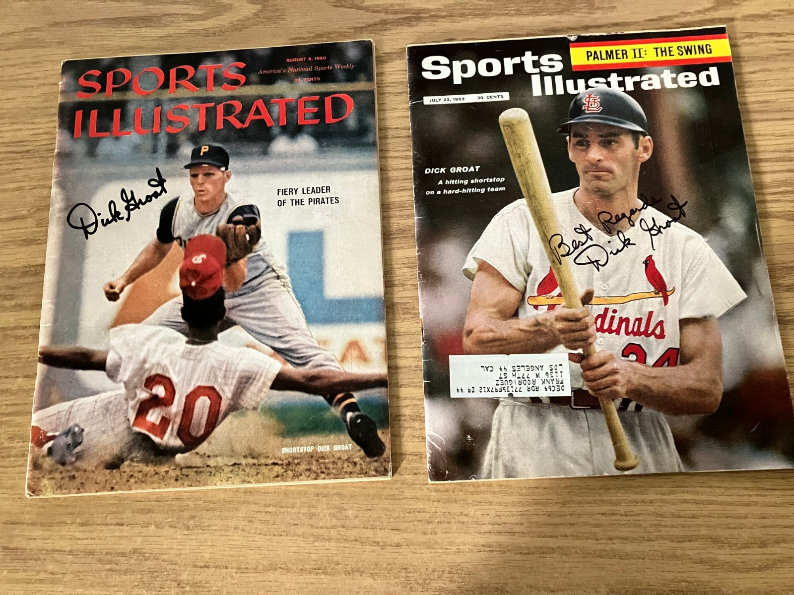 2 1960/64 Sports Illustrated Signed Dick Groat Pirates Cardinals