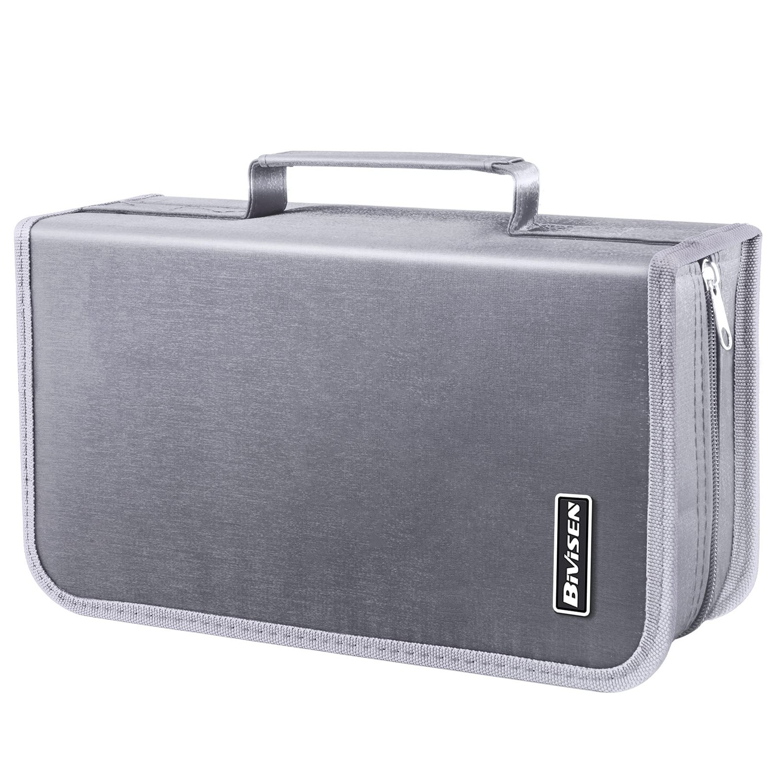 Bivisen CD/DVD Case Holder, 128 Capacity CD 11.4 x 6.4 x 3.5 inches, Silver 