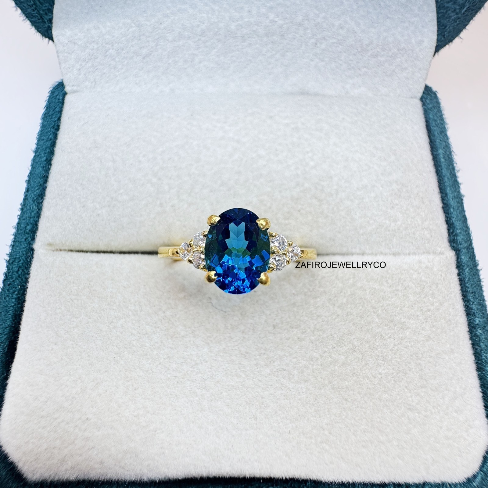 London Blue Topaz, Anniversary Ring,925 Sterling Silver, Topaz Ring, Lab Created