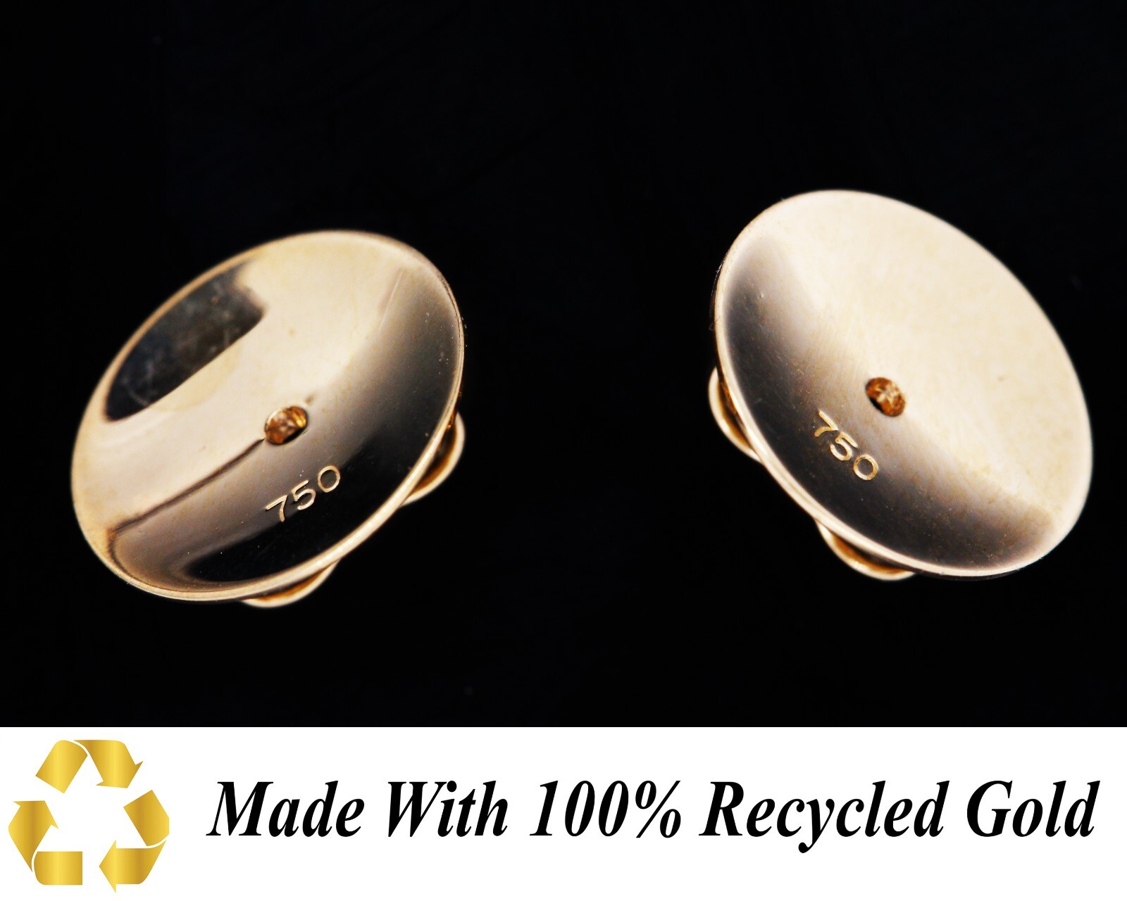 18ct Yellow Gold 10mm Scroll Butterfly Domed Disk Backs Earrings Recycled Gold