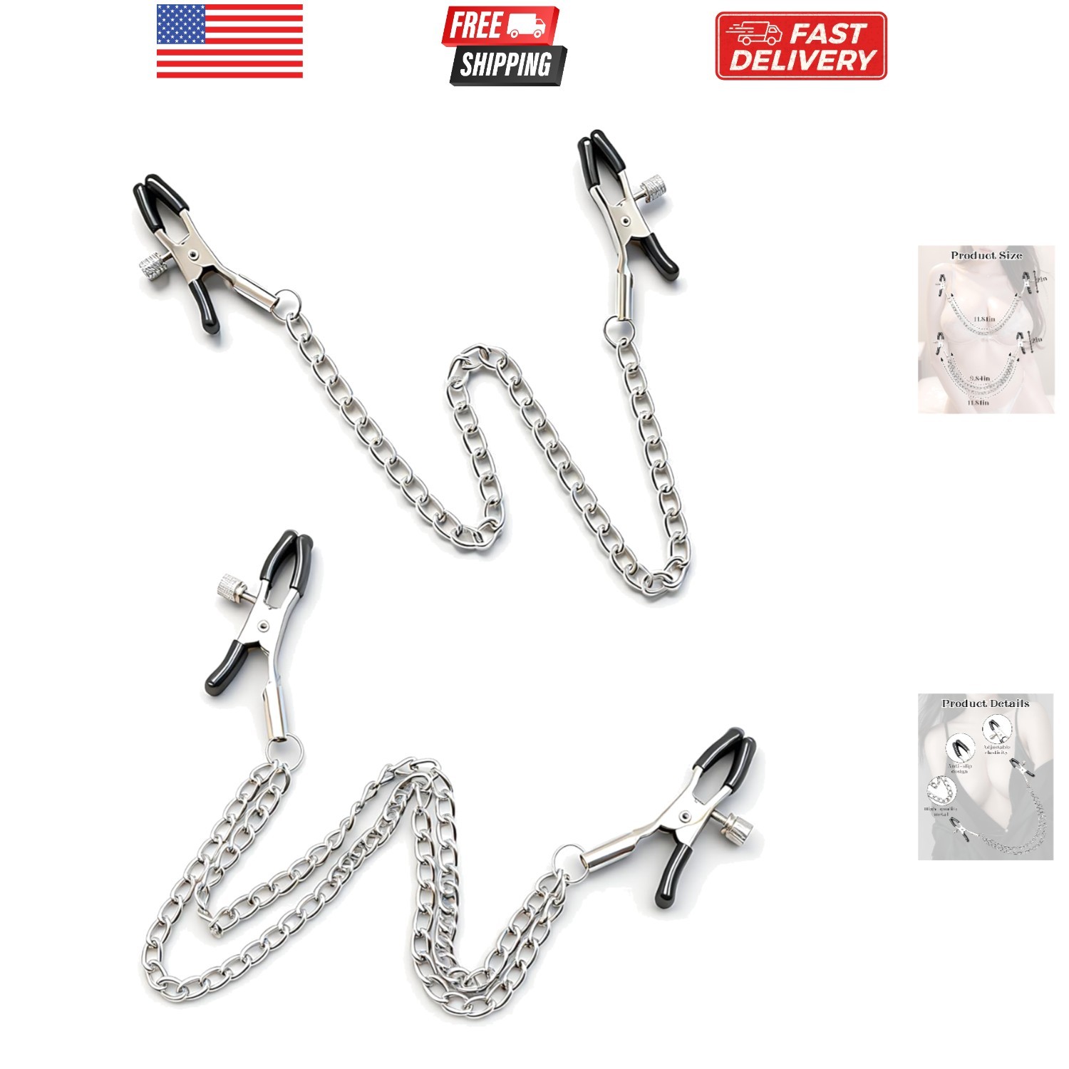 2PCS Body Clamps Woman, Non Piercing Body Chain Clips Jewelry for Man