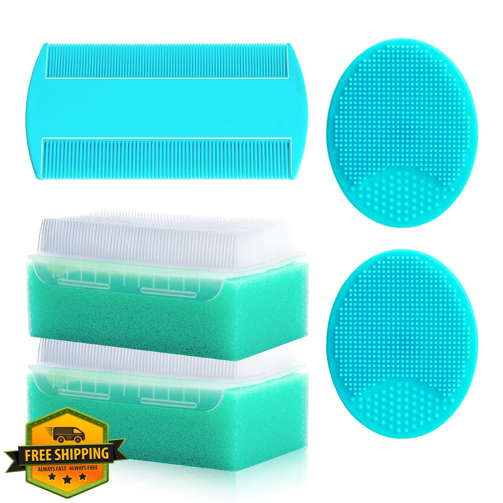 Baby Cradle Cap Brush Set 5pc Newborn Bathing Essentials Green
