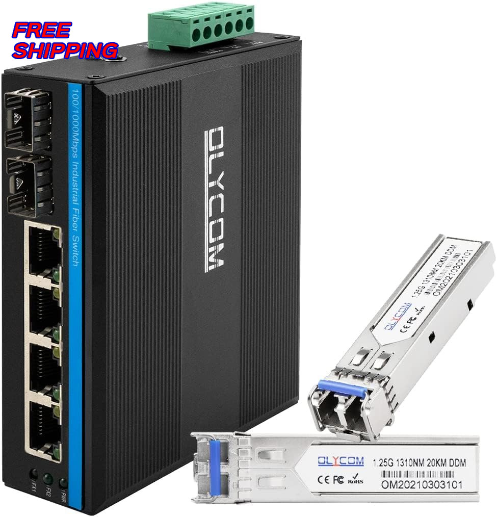 4 Port Outdoor Full Gigabit PoE+ DIN Rail Fiber Network Switch 4 x Gigabit PoE 