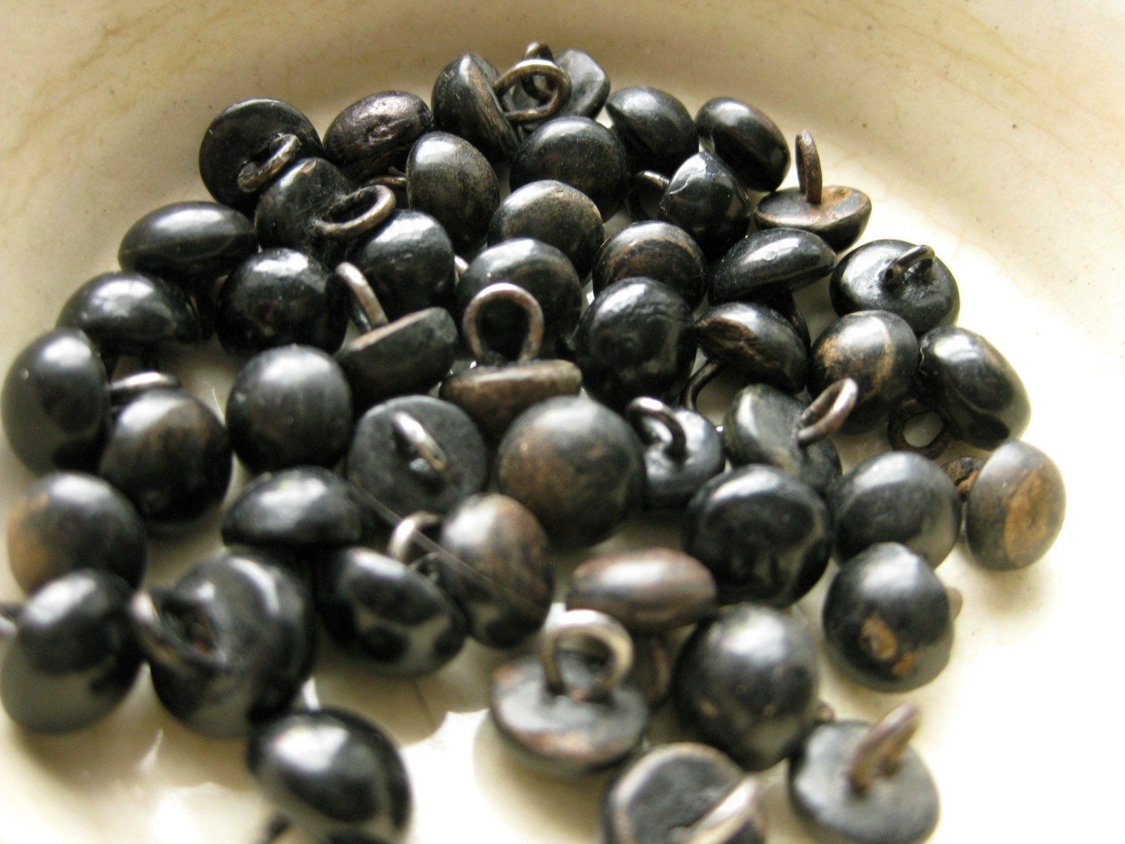 Antique Vintage Lot of 50 Leather Shank Shoe Buttons - 5/16"