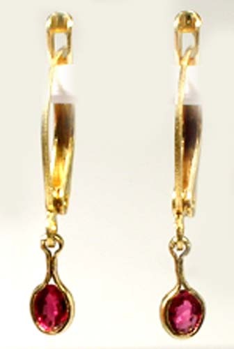 19thC Antique Red Spinel+14ktGF Earrings: Arab Emirs of Granda King of Spain Gem