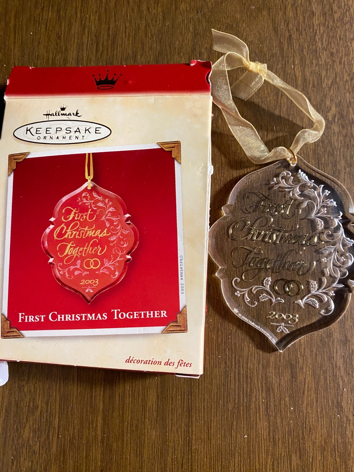 2003 Hallmark Keepsake Acrylic First Christmas Together Christmas Ornament 3.5"