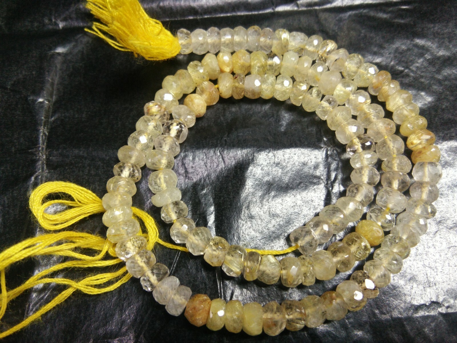 Rutilated Quartz  Gemstone  Rondelle Faceted 5 Mm Beads 13" Strand