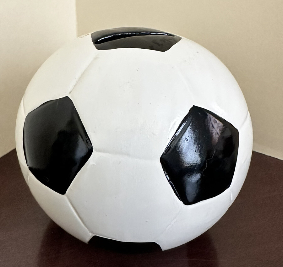 Ceramic Soccer Ball Coin Bank Collectible Sports Piggy Bank 3.5 Inches Tall