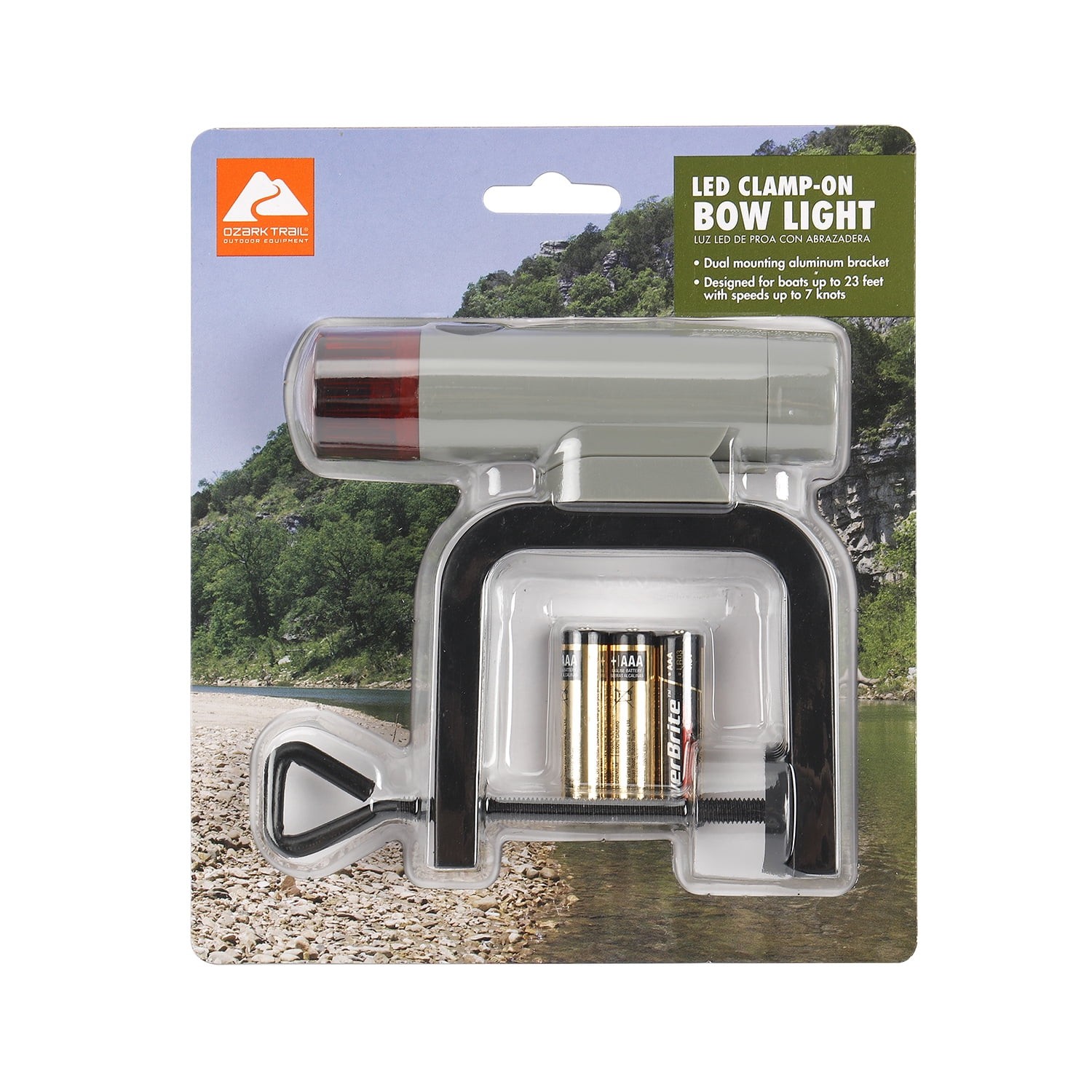 Ozark Trail Marine Red and Green LED Clamp-on Boat Bow Light, Model BT6240