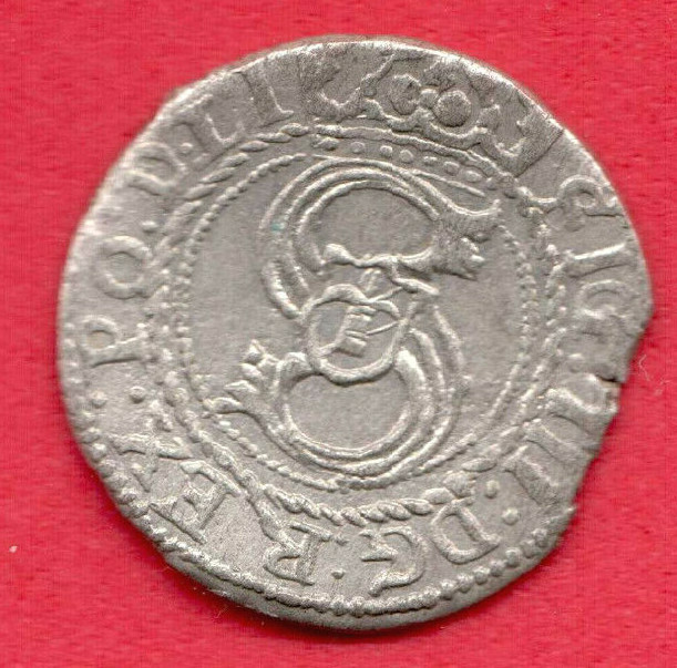 Riga Schilling 1607 Latvia Poland Sweden Sigismund III Vasa Waza 208