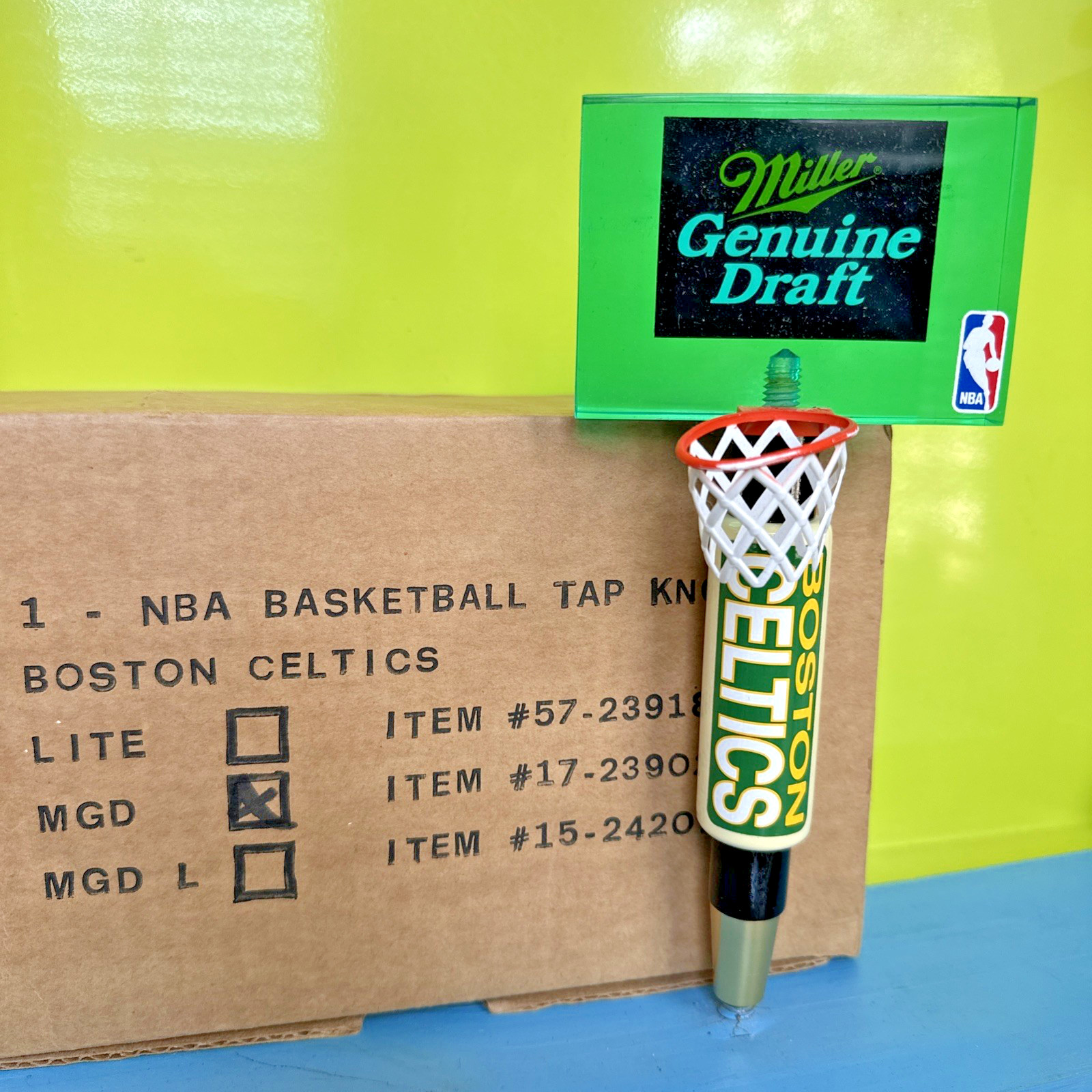 Miller Genuine Draft NBA BOSTON CELTICS BEER Tap Handle 10" NEW OLD STOCK NIB