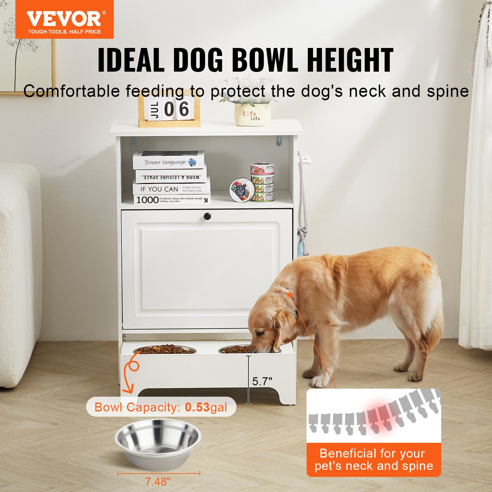 Pet Feeding Station with Elevated Bowls & Storage | Ideal for Small Dogs | Dura
