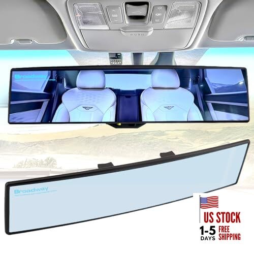 Broadway Rear view Mirror Wide Angle Panoramic Anti Glare Blindspot 12 IN Blue
