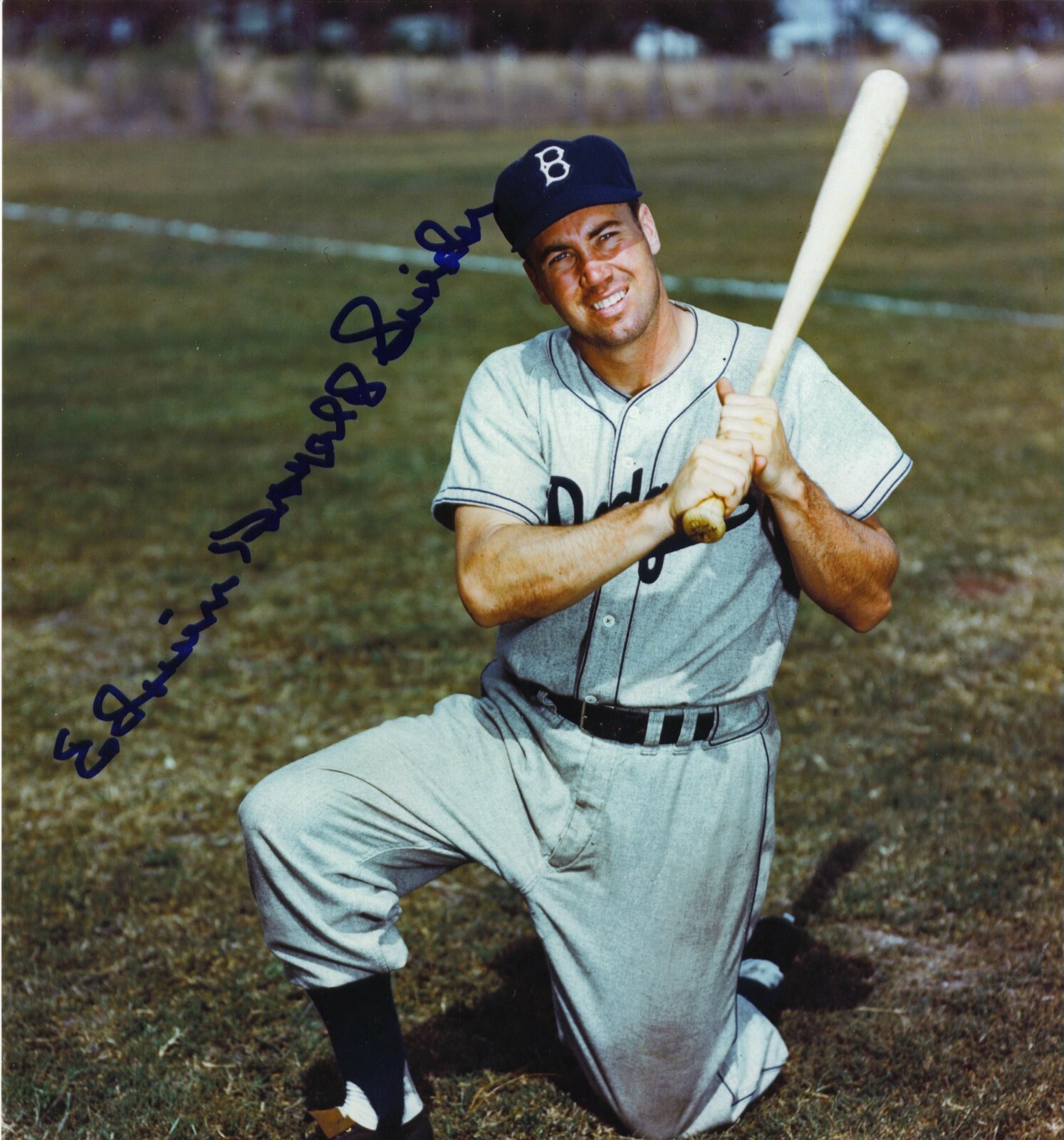 Edwin Donald Duke Snider Signed BROOKLYN DODGERS Color RP 8X10 Photo