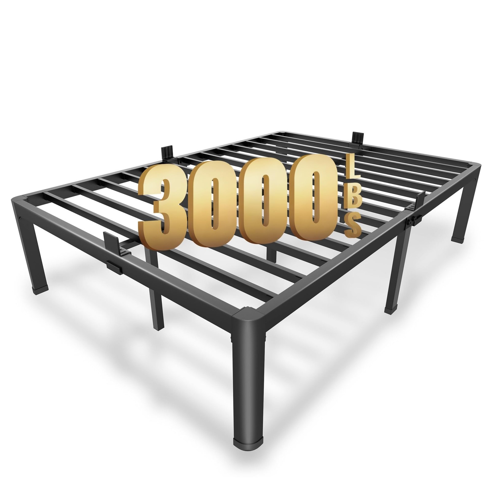 MAF 14 Inch Full Size Metal Platform Bed Frame with Round Corner Legs, 3000 L...