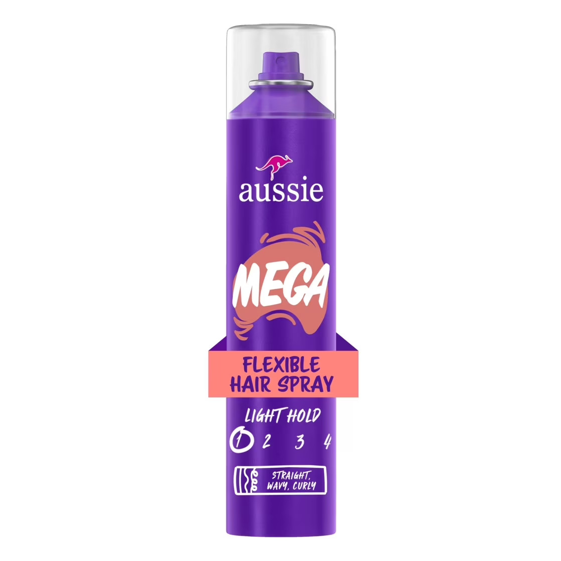 Aussie Mega Flexible Hair Spray for Curly Hair, Straight Hair, 10 oz
