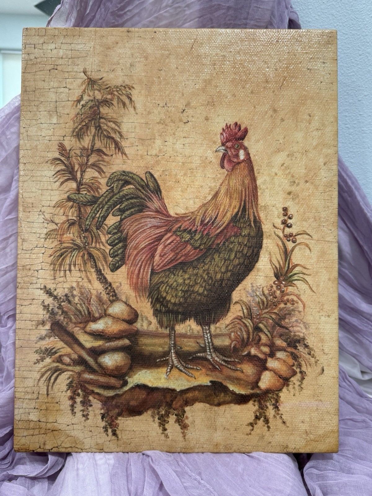 Vintage Rooster Morning Call Heavy Canvas