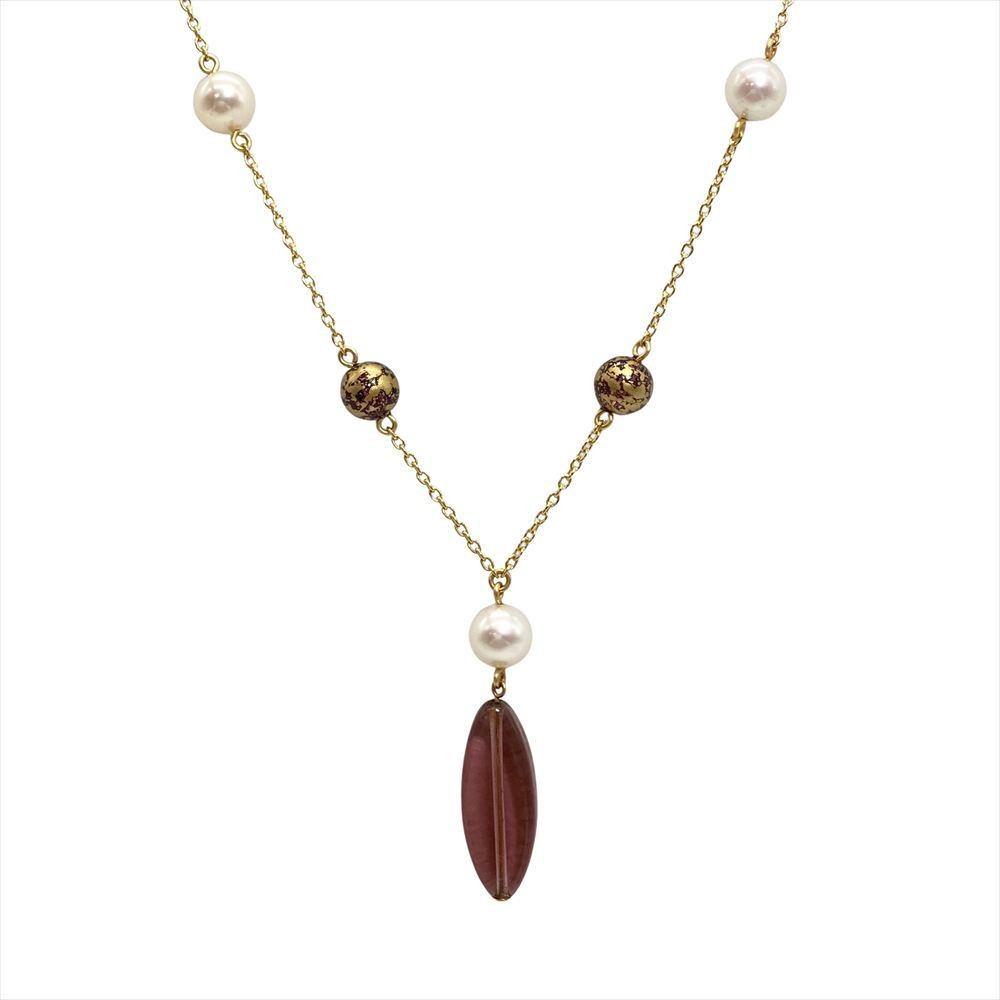 Tasaki Pearl Necklace K18YG 5.4g Pearl 6.2mm 6.7mm Yellow Gold Ladies