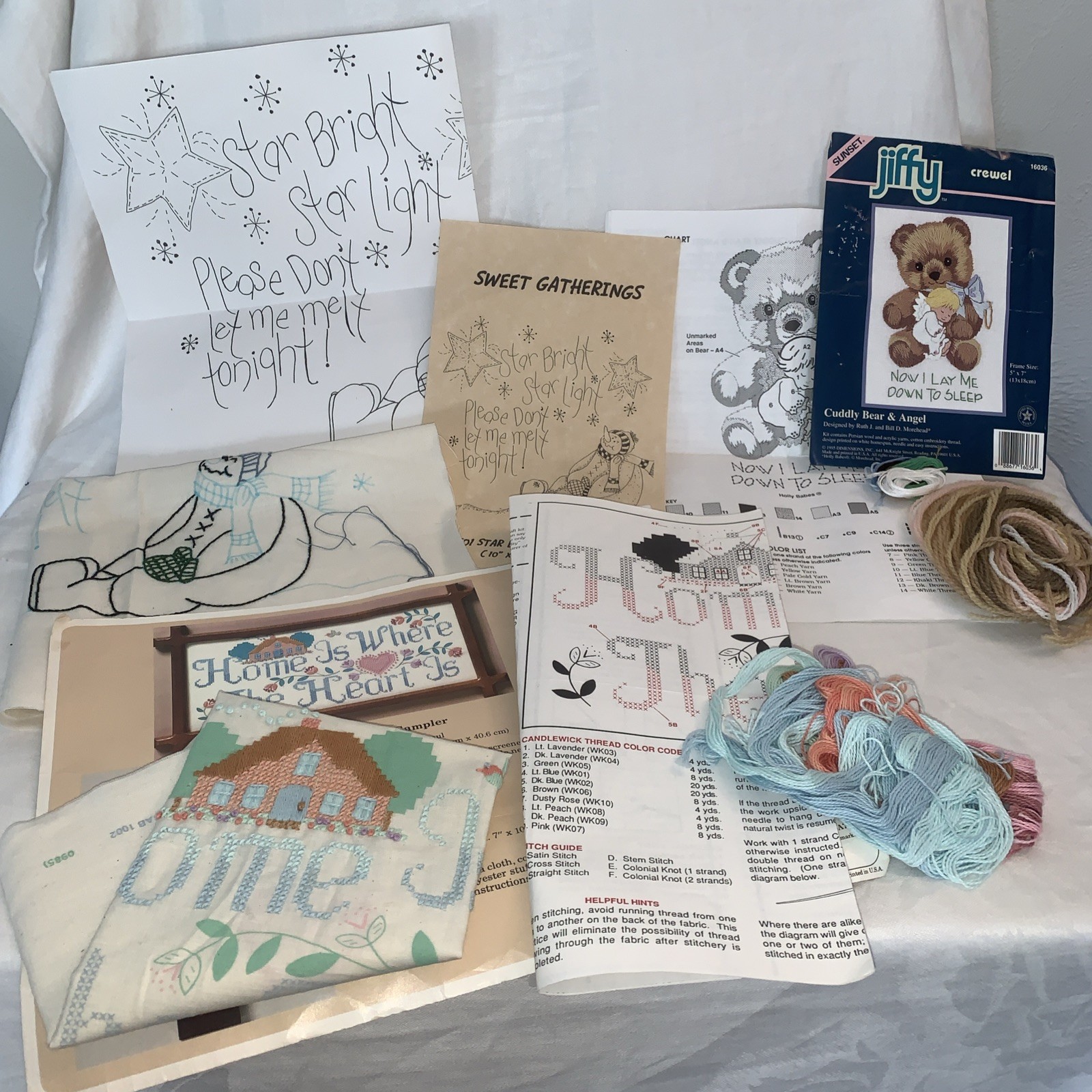 Destash Needlework 3 Kits Patterns Started and Partial Vintage see details