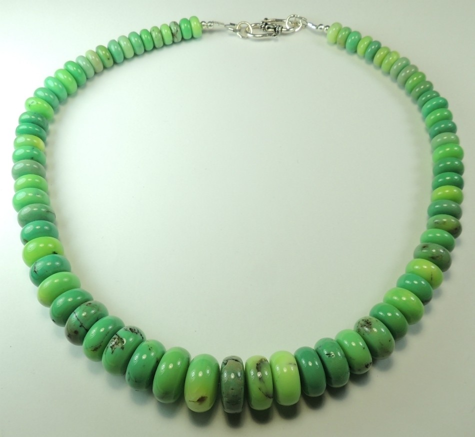Statement Chyrsoprase Graduated Necklace Handcrafted Sterling Silver Wedding