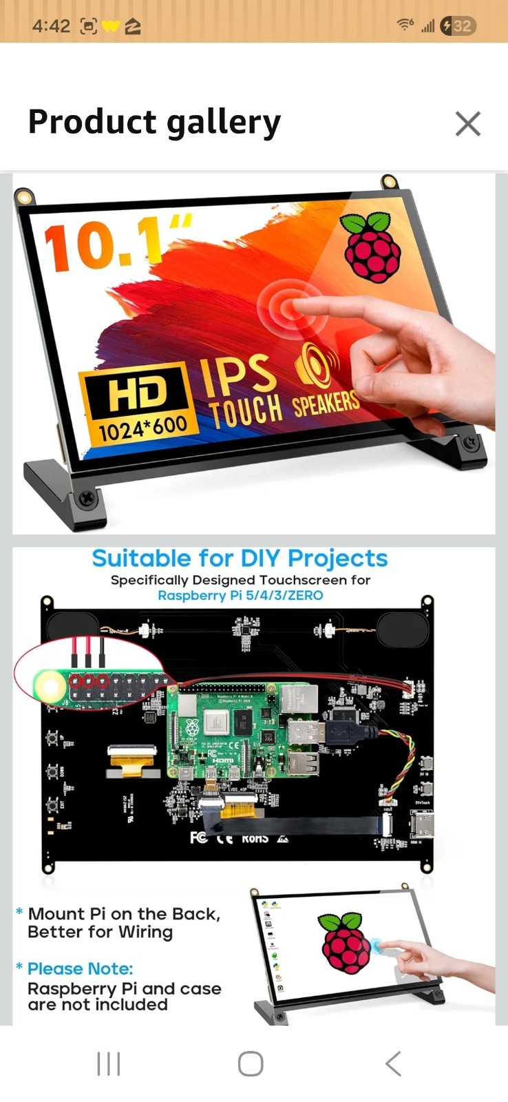ROADOM Raspberry Pi Screen, 10.1’’ Touchscreen Monitor, IPS FHD...