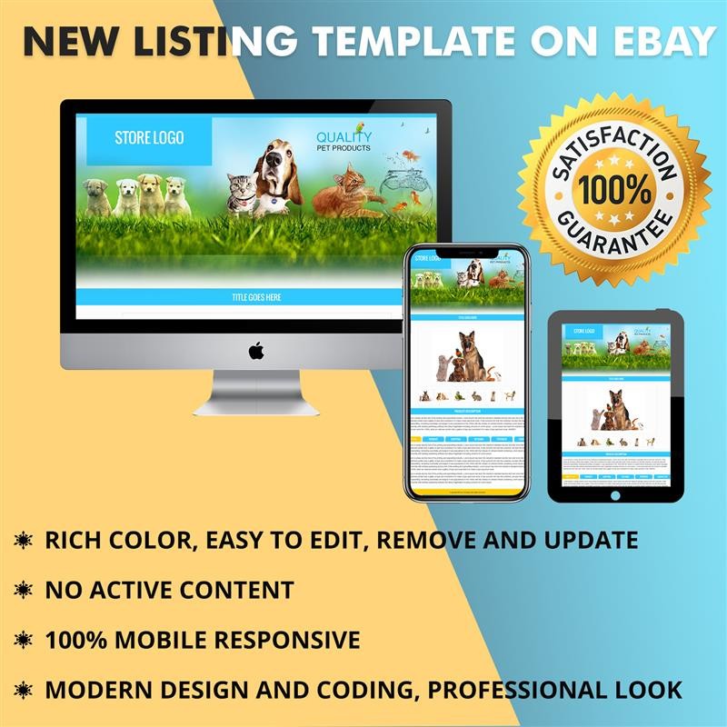 Modern Responsive eBay Listing Template with Mobile Friendly and Logo Design