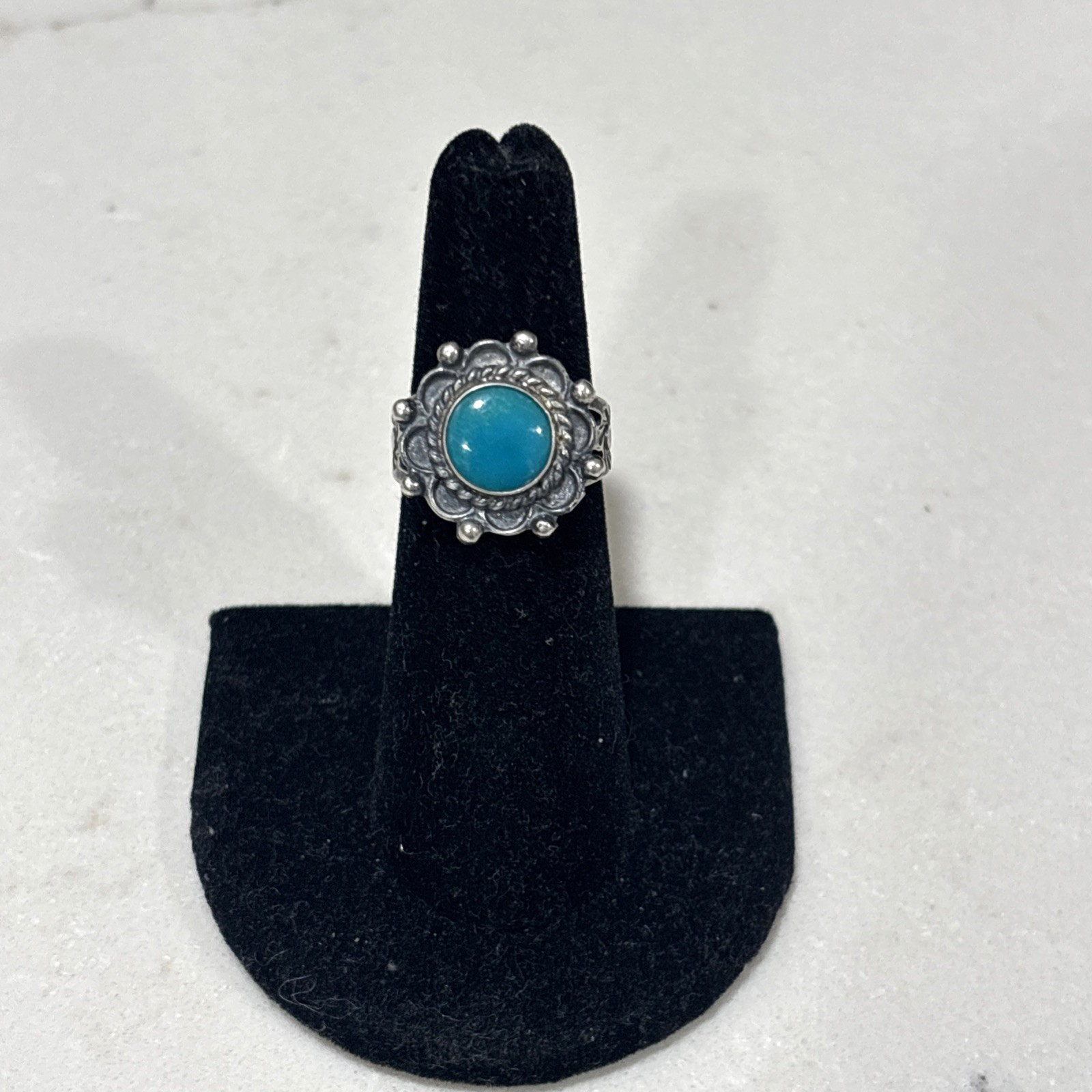 Vintage Southwestern Sterling Silver 925 Blue Stone Ring- Sz. 6