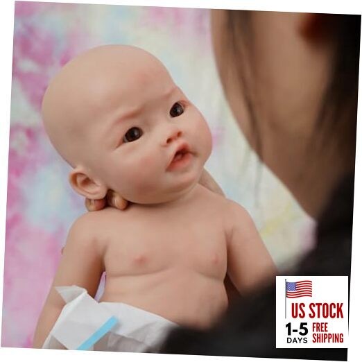 17" Reborn Baby Dolls, Full Silicone Baby Dolls, Realistic Soft Silicone 
