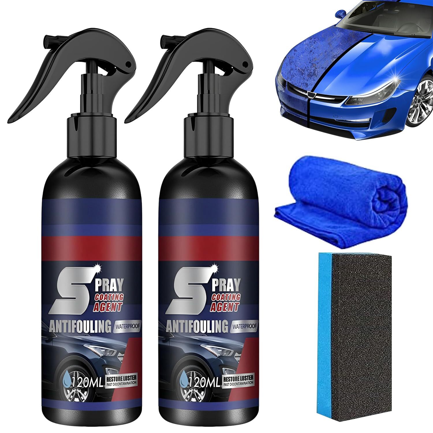 3 in 1 Ceramic Car Coating Spray,Multi-Functional Coating Renewal Agent,High Pro