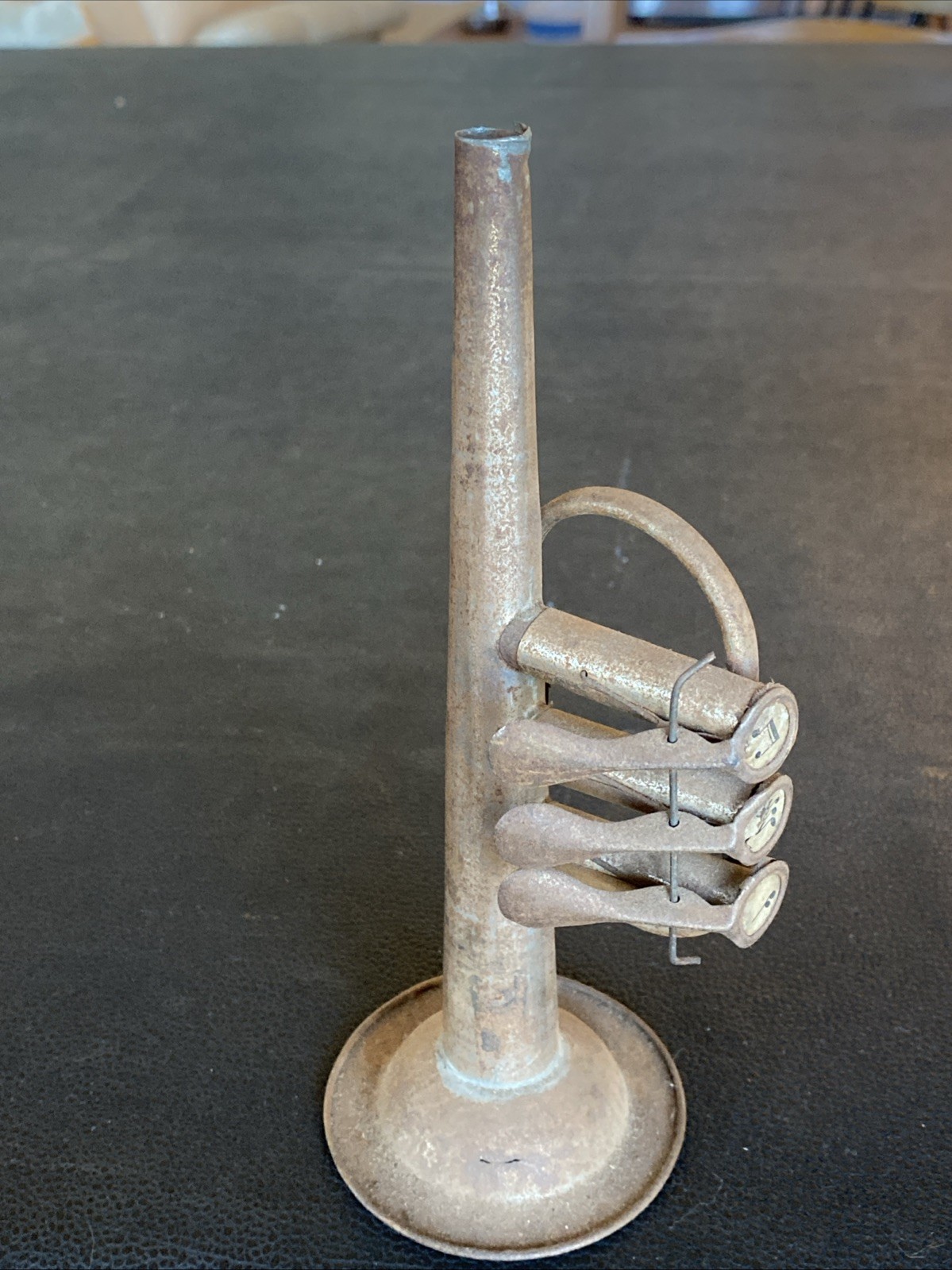 Antique Tin Kids Toy 3 Finger Valves Whistle Horn Flute Kazoo Wind Instrument