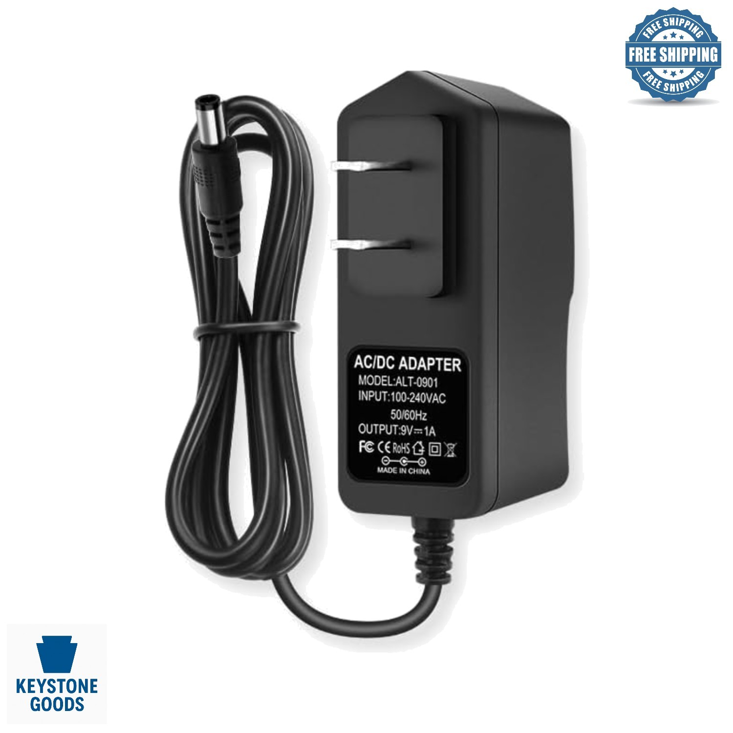 9V 1A DC Power Adapter - Universal Power Supply for Cameras & Speakers