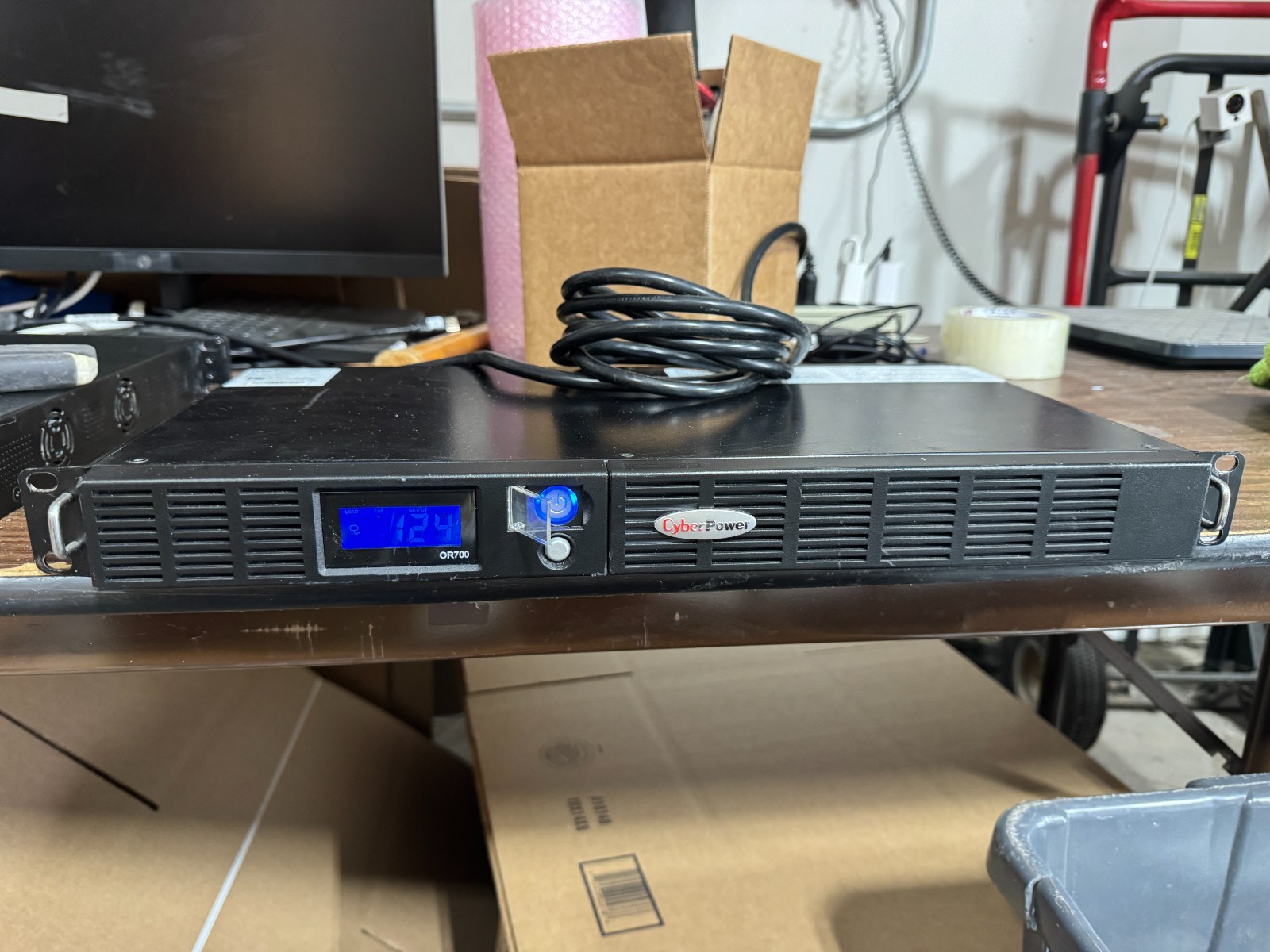CyberPower OR700LCDRM1U Smart App LCD UPS 700VA 400W 1U Rackmount Office Backup