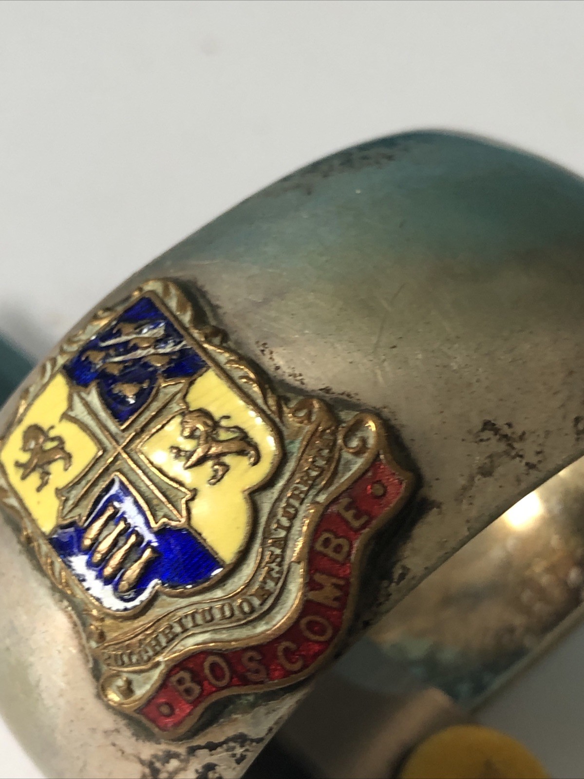 Vintage Boscombe Enamel Badge On A EPNS Napkin Ring
