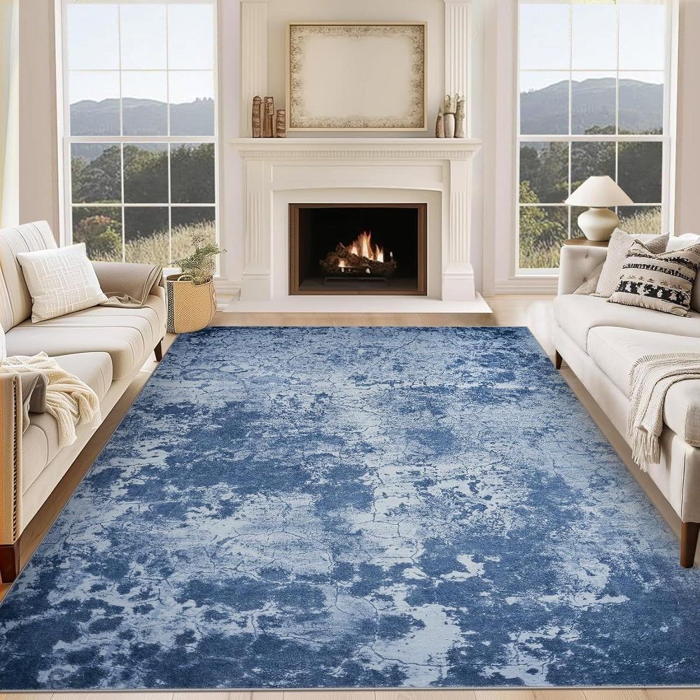 Acekool Modern Abstract Area Rug 5x7, Washable Soft Low Pile Non Slip