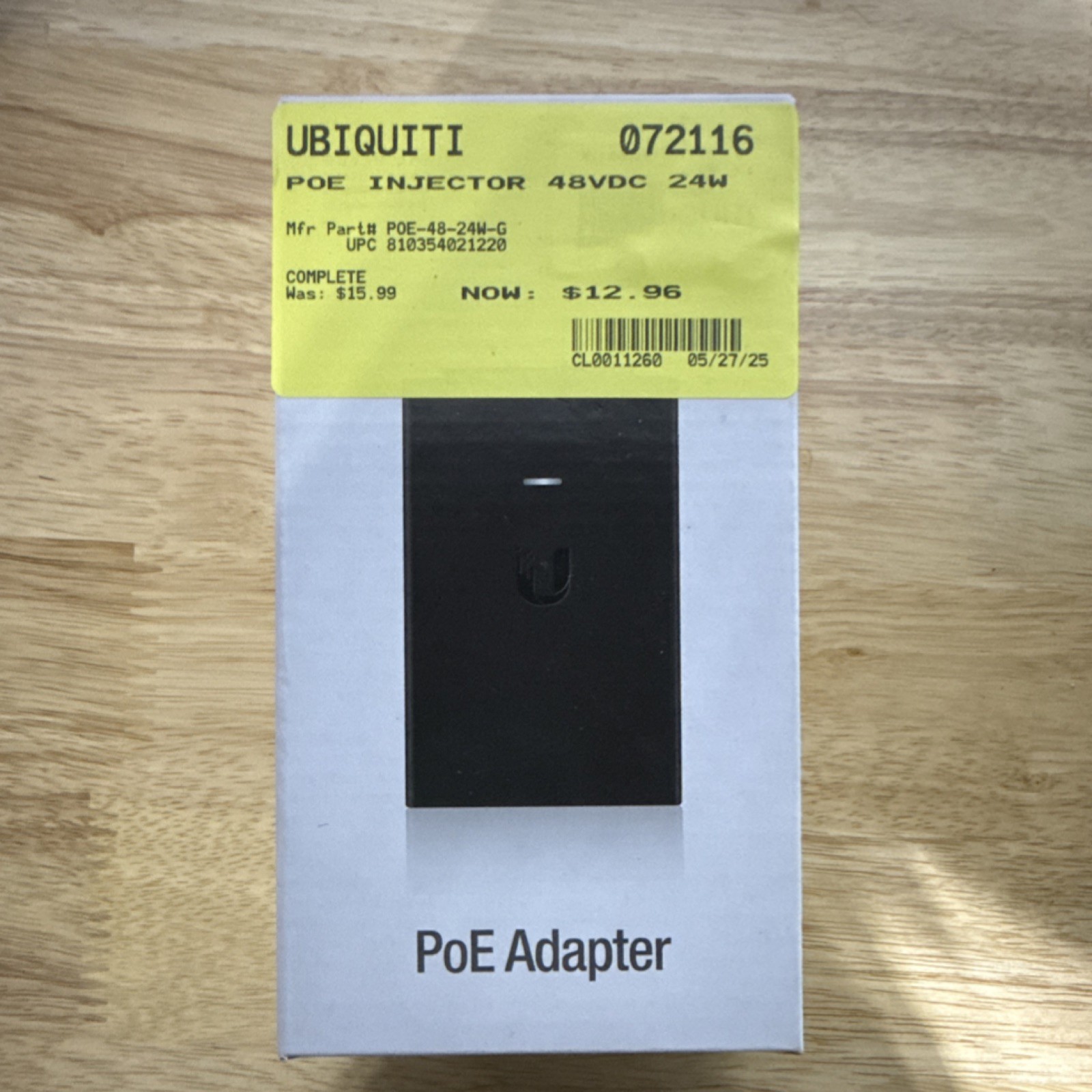 Ubiquiti Networks PoE Injector 48VDC 24W POE-48-24W-G RJ45 IEC C5 2-Port