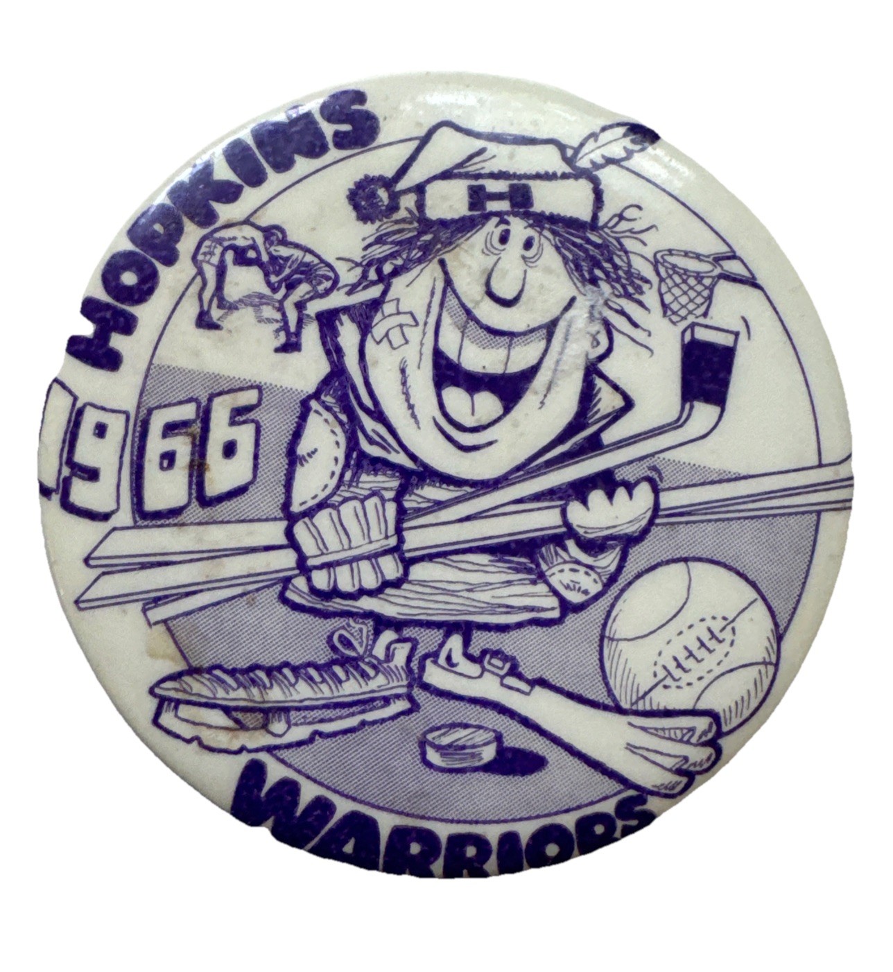 1966 Hopkins High School Pinback Button Pin Winter Sports Booster Minnesota