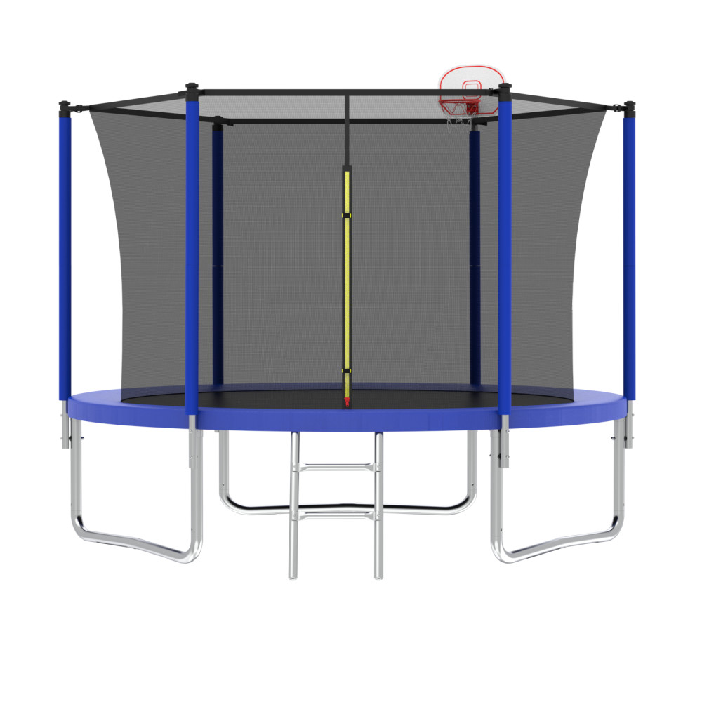 10ft Kids Trampoline Set with Basketball Hoop, Safety Net, Ladder